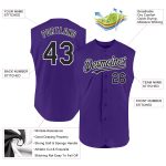Personalized Purple Black-White Authentic Sleeveless Baseball Jersey