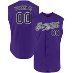 Personalized Purple Black-White Authentic Sleeveless Baseball Jersey Team Custom Name and Number