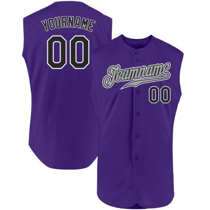 Personalized Purple Black-White Authentic Sleeveless Baseball Jersey Team Custom Name and Number