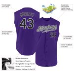 Personalized Purple Black-White Authentic Sleeveless Baseball Jersey Team Custom Name and Number