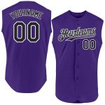 Personalized Purple Black-White Authentic Sleeveless Baseball Jersey