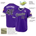 Personalized Purple Black-White Authentic Throwback Baseball Jersey Team Custom Name and Number