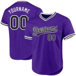 Personalized Purple Black-White Authentic Throwback Baseball Jersey Team Custom Name and Number