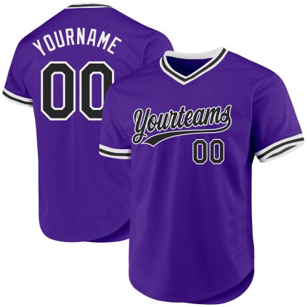 Personalized Purple Black-White Authentic Throwback Baseball Jersey Team Custom Name and Number