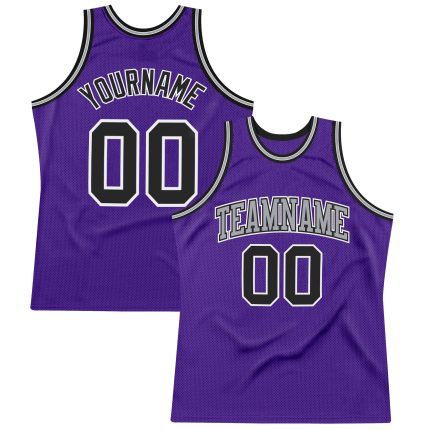 Personalized Purple Black-White Authentic Throwback Basketball Jersey Team Custom Name and Number
