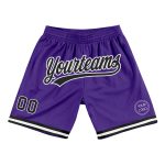 Personalized Purple Black-White Authentic Throwback Basketball Shorts