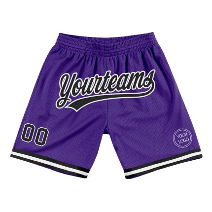 Personalized Purple Black-White Authentic Throwback Basketball Shorts