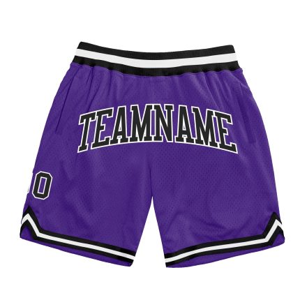 Personalized Purple Black-White Authentic Throwback Basketball Shorts Team Custom Name and Number