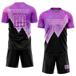 Personalized Purple Black-White Geometric Pattern Sublimation Soccer Uniform Jersey Team Custom Name and Number