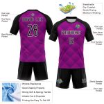 Personalized Purple Black-White Geometric Shape Sublimation Volleyball Uniform Jersey