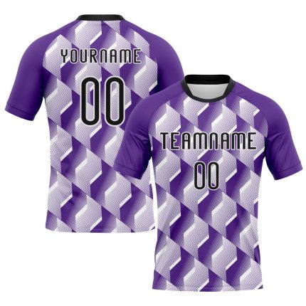 Personalized Purple Black-White Geometric Shape Sublimation Volleyball Uniform Jersey Team Custom Name and Number