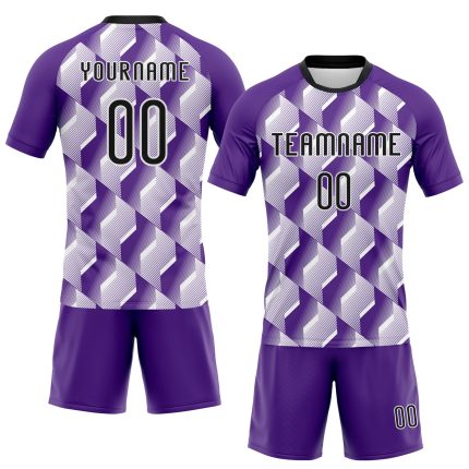 Personalized Purple Black-White Geometric Shape Sublimation Volleyball Uniform Jersey Team Custom Name and Number