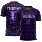 Personalized Purple Black-White Geometric Shapes Sublimation Soccer Uniform Jersey Team Custom Name and Number
