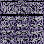 Personalized Purple Black-White Leopard Print 3D Pattern Design Bomber Full-Snap Varsity Letterman Jacket Team Custom Name and Number