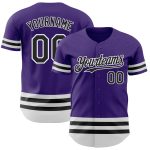 Personalized Purple Black-White Line Authentic Baseball Jersey Team Custom Name and Number
