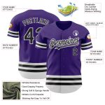 Personalized Purple Black-White Line Authentic Baseball Jersey Team Custom Name and Number