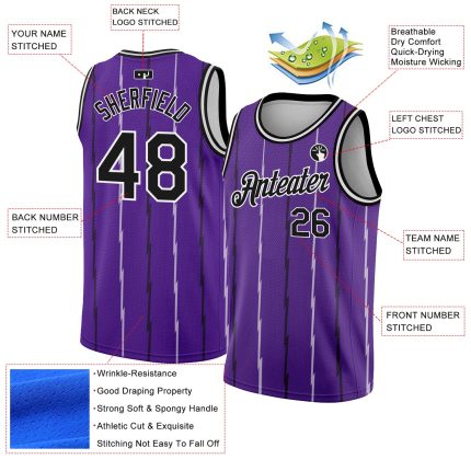 Personalized Purple Black-White Lines Authentic City Edition Basketball Jersey Team Custom Name and Number