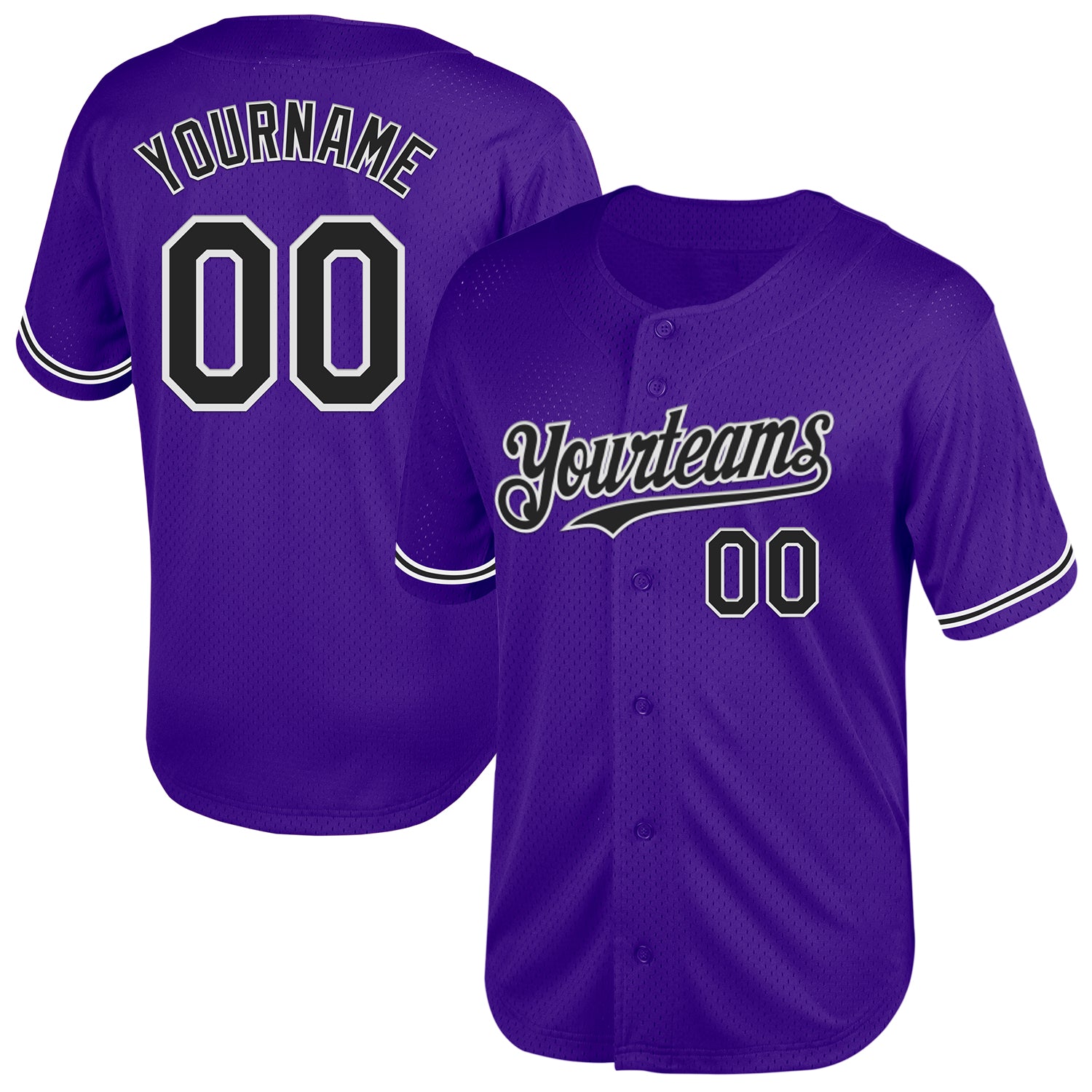 Personalized Purple Black-White Mesh Authentic Throwback Baseball Jersey Team Custom Name and Number