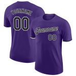 Personalized Purple Black-White Performance T-Shirt Team Custom Name and Number