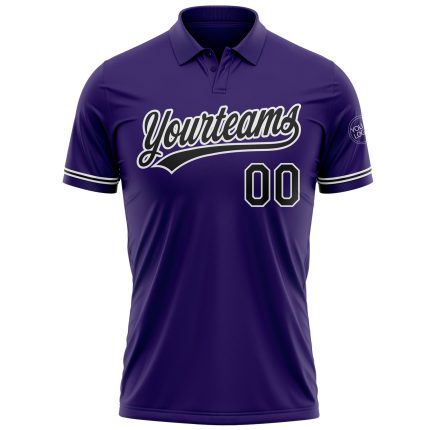 Personalized Purple Black-White Performance Vapor Golf Polo Shirt Team Custom Name and Number