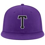Personalized Purple Black-White Stitched Adjustable Snapback Hat Team Custom Name and Number
