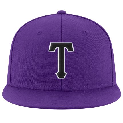 Personalized Purple Black-White Stitched Adjustable Snapback Hat Team Custom Name and Number