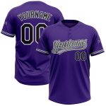 Personalized Purple Black-White Two-Button Unisex Softball Jersey
