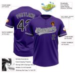Personalized Purple Black-White Two-Button Unisex Softball Jersey