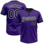 Personalized Purple Black-White Two-Button Unisex Softball Jersey Team Custom Name and Number