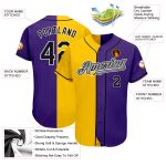 Personalized Purple Black-Yellow Authentic Split Fashion Baseball Jersey Team Custom Name and Number