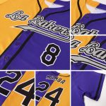Personalized Purple Black-Yellow Authentic Split Fashion Baseball Jersey Team Custom Name and Number