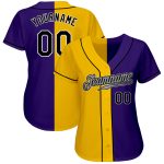 Personalized Purple Black-Yellow Authentic Split Fashion Baseball Jersey Team Custom Name and Number