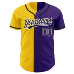 Personalized Purple Black-Yellow Authentic Split Fashion Baseball Jersey