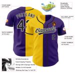 Personalized Purple Black-Yellow Authentic Split Fashion Baseball Jersey