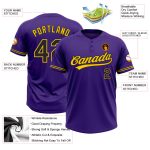 Personalized Purple Black-Yellow Two-Button Unisex Softball Jersey Team Custom Name and Number