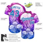 Personalized Purple Blue-White 3D Pattern Design Jellyfish Authentic Baseball Jersey Team Custom Name and Number