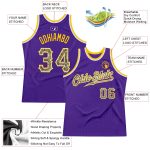 Personalized Purple Camo-Gold Authentic Throwback Basketball Jersey Team Custom Name and Number