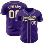 Personalized Purple City Cream-Black Authentic Baseball Jersey Team Custom Name and Number