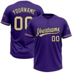 Personalized Purple City Cream-Black Two-Button Unisex Softball Jersey Team Custom Name and Number