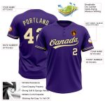 Personalized Purple City Cream-Black Two-Button Unisex Softball Jersey Team Custom Name and Number