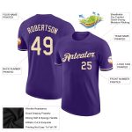 Personalized Purple City Cream Performance T-Shirt Team Custom Name and Number