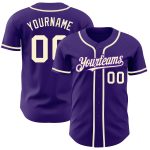 Personalized Purple Cream Authentic Baseball Jersey Team Custom Name and Number