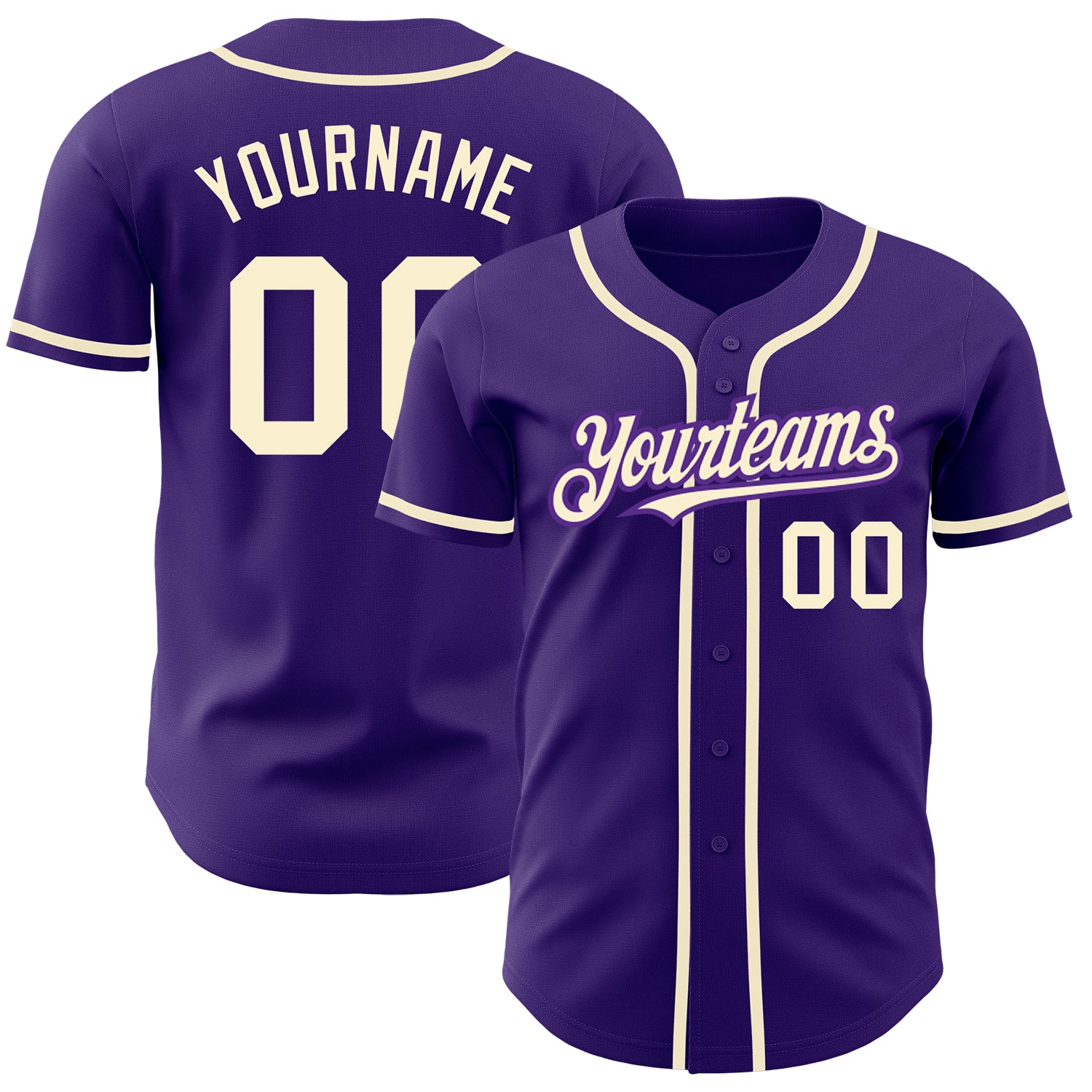 Personalized Purple Cream Authentic Baseball Jersey Team Custom Name and Number