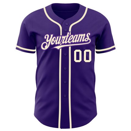 Personalized Purple Cream Authentic Baseball Jersey Team Custom Name and Number