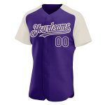 Personalized Purple Cream Authentic Raglan Sleeves Baseball Jersey Team Custom Name and Number