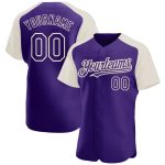 Personalized Purple Cream Authentic Raglan Sleeves Baseball Jersey Team Custom Name and Number