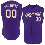 Personalized Purple Cream Authentic Sleeveless Baseball Jersey Team Custom Name and Number