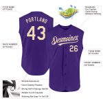 Personalized Purple Cream Authentic Sleeveless Baseball Jersey Team Custom Name and Number