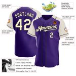Personalized Purple Cream-Black Authentic Raglan Sleeves Baseball Jersey Team Custom Name and Number