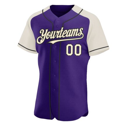 Personalized Purple Cream-Black Authentic Raglan Sleeves Baseball Jersey Team Custom Name and Number